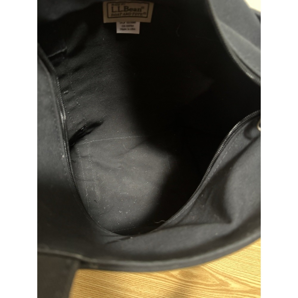 LL BEAN VINTAGE ALL BLACK BOAT TOTE BAG MADE IN THE USA - Picture 5 of 6